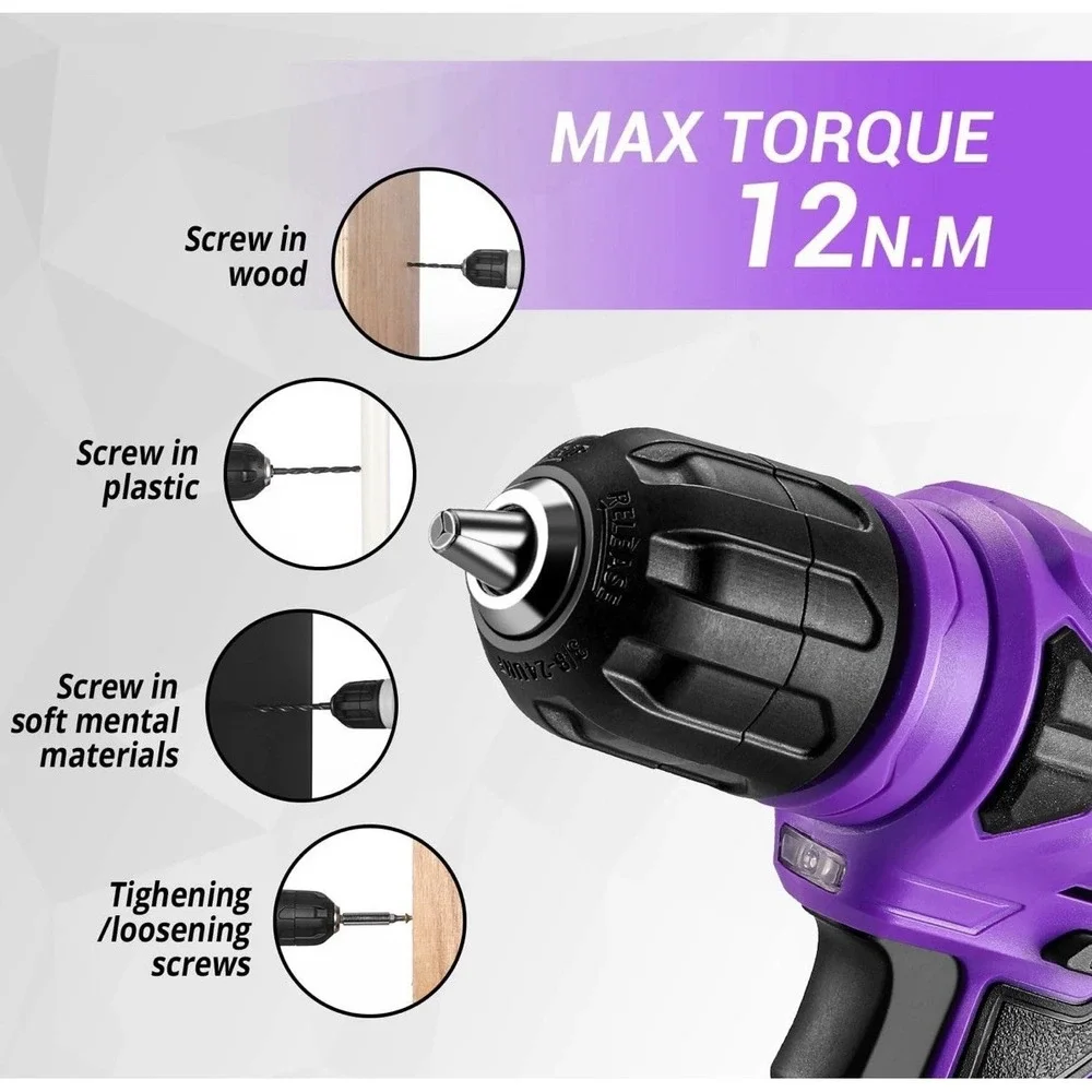 8V Cordless Drill Set: 126 Piece Tool Kit with Drill, Home Tool Set for Women